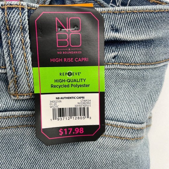 No Boundaries JR Women's High Rise Cuffed Capri Jeans Size 7 Lt Wash - Picture 5 of 9